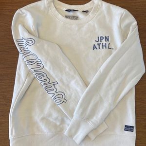 Super dry white and navy sweater